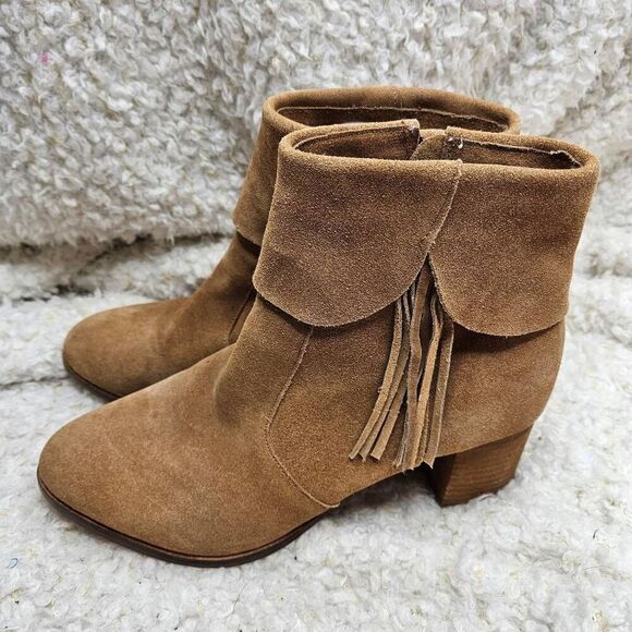 Matisse Tan Suede Leather‎ Fringed Ankle Boots sz 9 - Picture 2 of 6